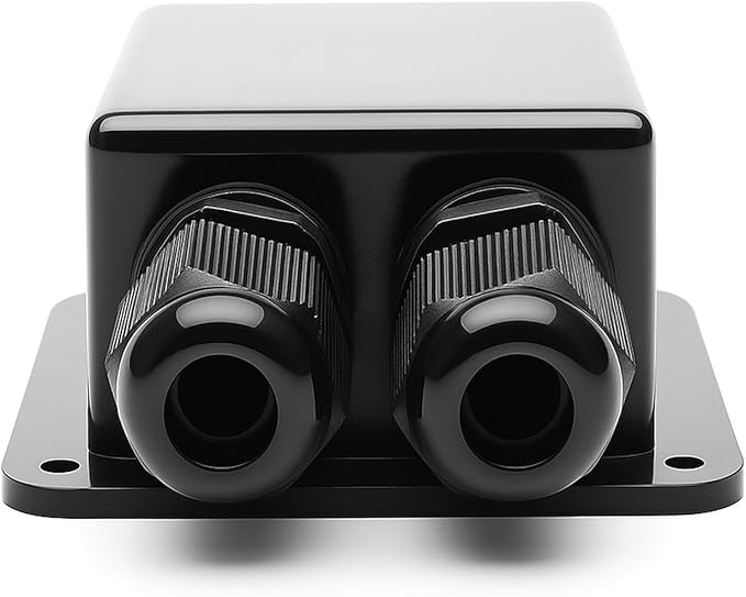 Black Waterproof Solar Cable Entry Gland, Double Cable Entry Gland for All Cable Types 6mm² to 12mm² for Solar Panels on RV Camper Van Travel Trailer Boat Cabin (Pack of 2)