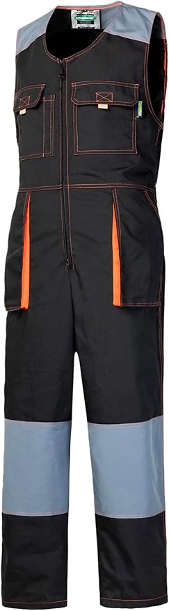 Men's Sleeveless Coveralls Multi-Functional Mechanics Workwear Stylish Work Coveralls Overalls Cargo Jumpsuit