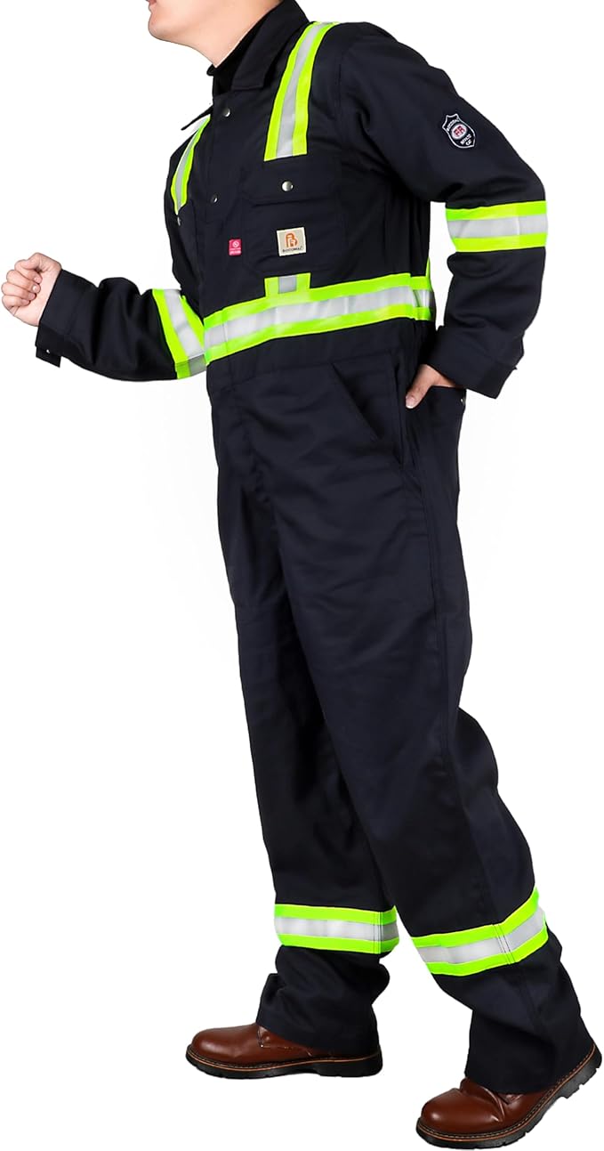 BOCOMAL FR Coverall High Visibility 6oz Lightweight Rip-Stop Flame Resistant/Fire Retardant High Vis Coveralls