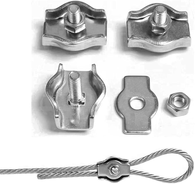 20 Pcs stainless steel simplex wire rope cable clamp/wire rope clamp（1/8 in. M3）