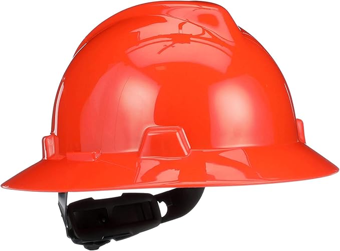 MSA V-Gard Full-Brim Hard Hat with Suspension - Polyethylene Shell, Superior Impact Protection and Self Adjusting Crown Straps - Standard Size Hard Hat