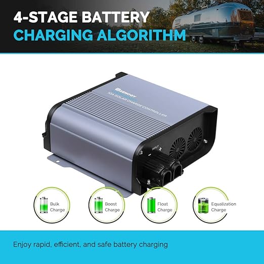 Renogy Boost 10A 36V/48V Auto DC Input MPPT Solar Charge Controller LCD Display Solar Panel Regulator fit for Sealed Flooded AGM, GEL, LFP, USER Battery for Golf Carts and Electric Vehicles, Rover 10A