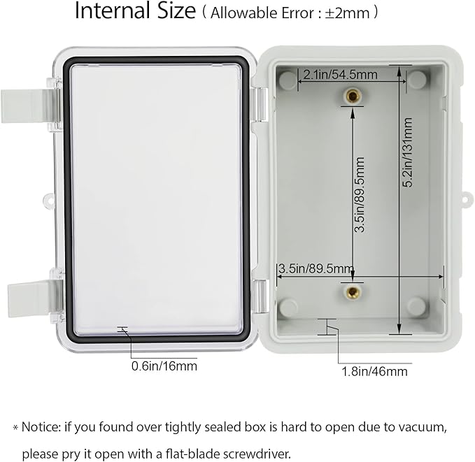 ABS Plastic Dustproof Waterproof IP65 Junction Box Hinged Shell Universal Electrical Project Enclosure Gray, with PC Transparent Clear Cover 5.9 x 3.9 x 2.8inch(150 x100 x70mm), 2 Pack