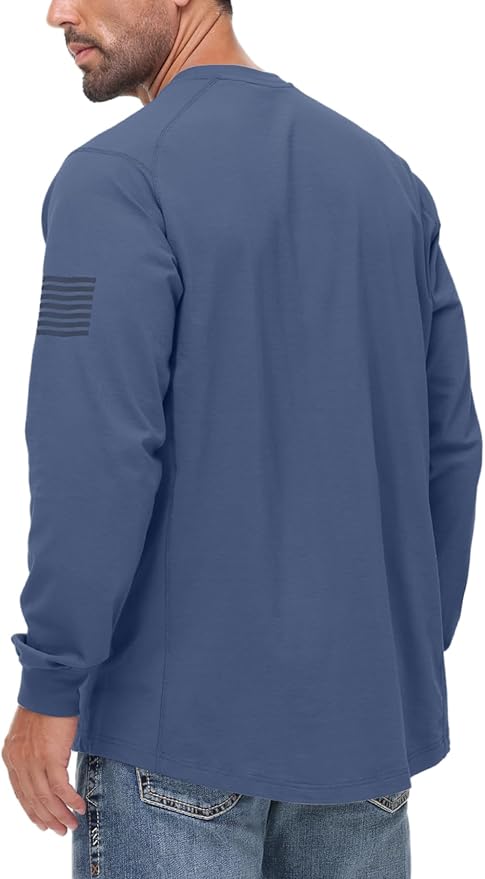 FR Shirts for Men 5.5OZ Lightweight Stretch Patriot Baseball T-Shirt Work Shirt