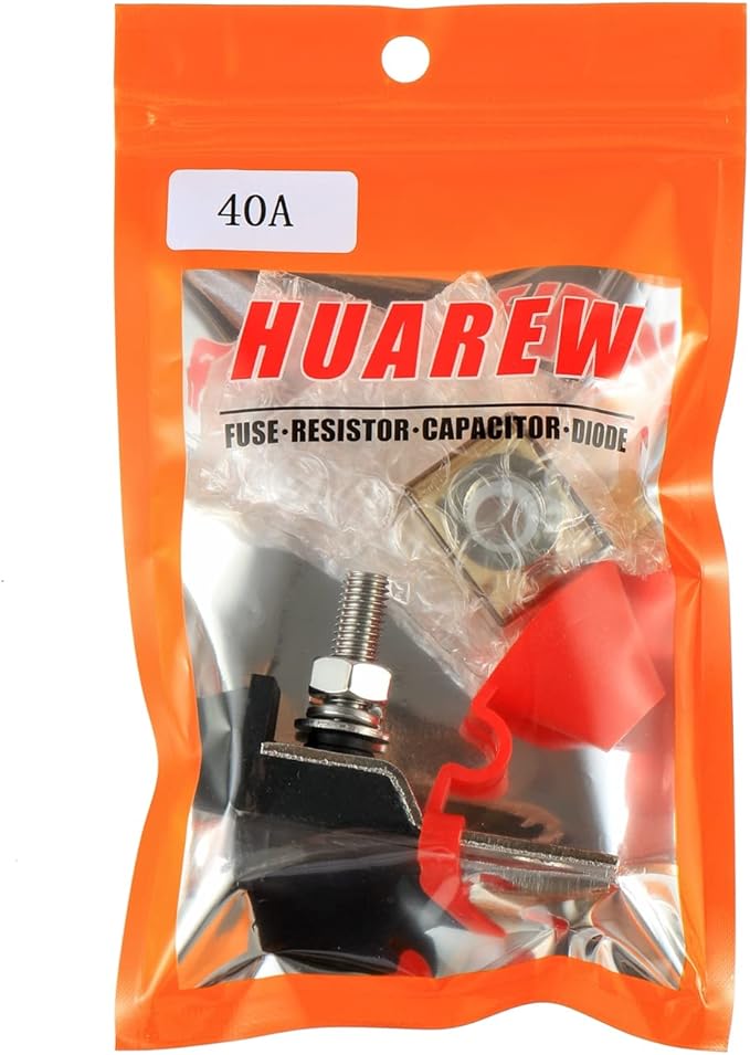 40 AMP MRBF Terminal Block Fuse Holder Single Stud 5/16" (M8) Compact Rated Battery Fuse 40A