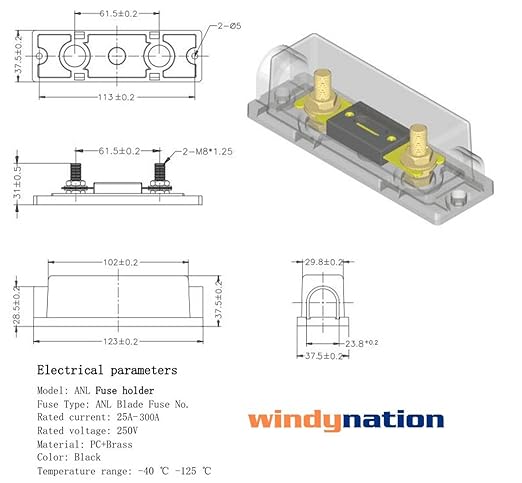 WindyNation ANL Fuse Holder + Fuse (2pcs 300A)