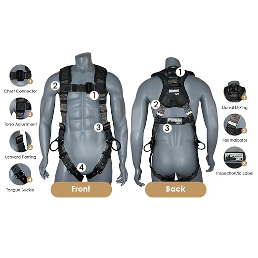AFP Camouflage Universal Fall Protection Ergonomic Comfort Safety Harness, Soft Pressure-Relieving Perforated Breathable Padded Foam Shoulder, 3 D-Rings, Tongue Buckle, Mating Buckle (OSHA/ANSI PPE)