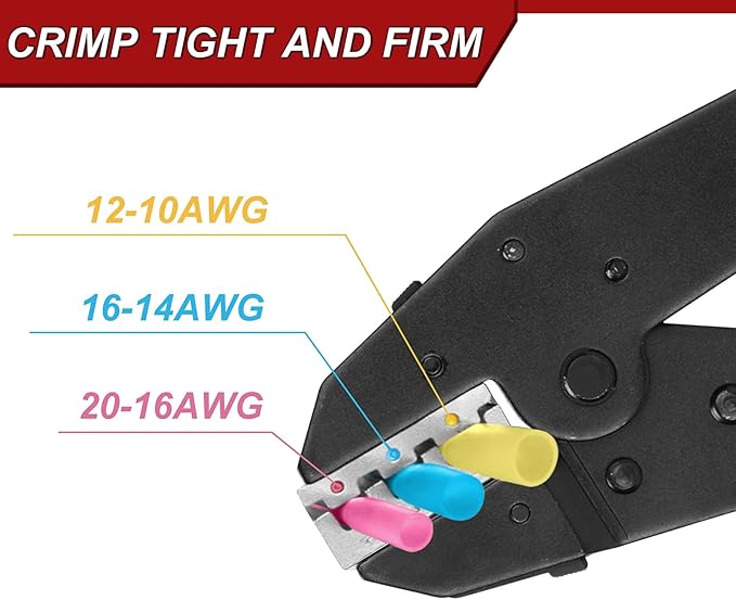 Mayouko 7PCS Quick Change Wire Crimping Tool Set for Heat Shrink, Insulated Nylon, Non-Insulated, Wire Ferrules, Open Barrel Terminals, Solar Connectors, Crmiper with 6 Interchangable Die
