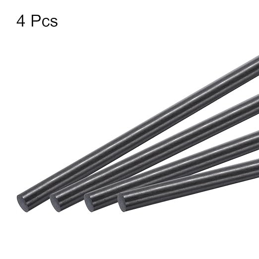 MECCANIXITY Carbon Fiber Rod, 12mm x 300mm Carbon Rod Bar for RC Airplane DIY Craft Kite Wing Tube Quadcopter Arm Repair Pack of 4
