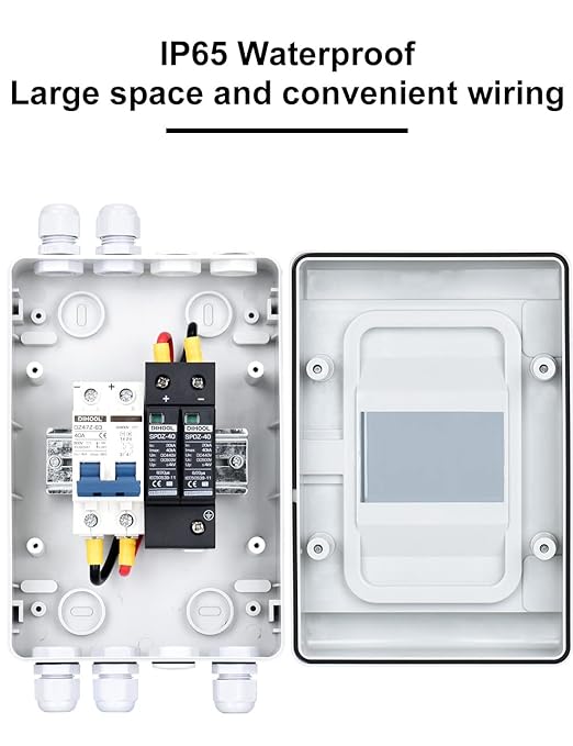 DIHOOL Outdoor Circuit Breaker Box, Solar Isolator Disconnect Switch 40 Amp Breaker DC 500V