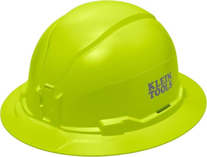 Klein Tools Hard Hat, Non-Vented Full Brim Style, Padded, Self-Wicking Odor-Resistant Sweatband, Tested up to 20kV