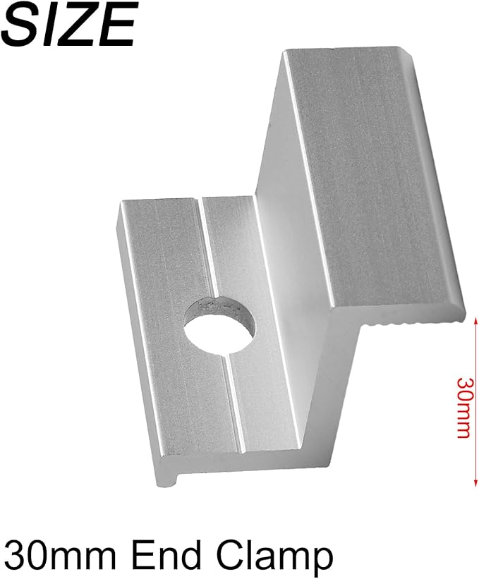 10 Pcs Aluminum Solar Panel End Clamps Mounting Hardware Kit PV Module Frame Support Brackets Rooftop Installation System Adjustable Solar Panel Mounting Z Bracket Clamps for Panel Frames