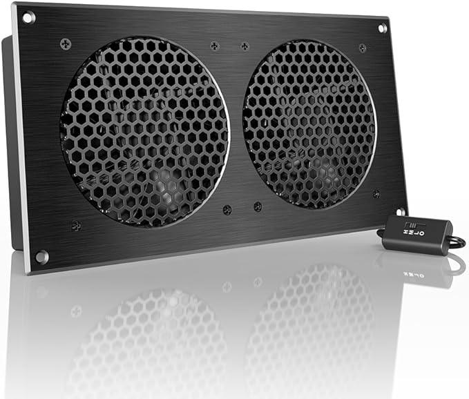 AC Infinity AIRPLATE S7, Quiet Cooling Fan System 12" with Speed Control, for Home Theater AV Cabinets