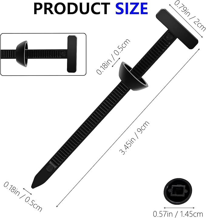 100 Pcs Premium Nylon Universal Cable Tie Buckle (100% Nylon), Heavy Duty Self-Locking Zip Ties, UV Resistant Cable Tie Clips for Automotive & Home Repairs, Car Fender, Trunk & Engine Fixes