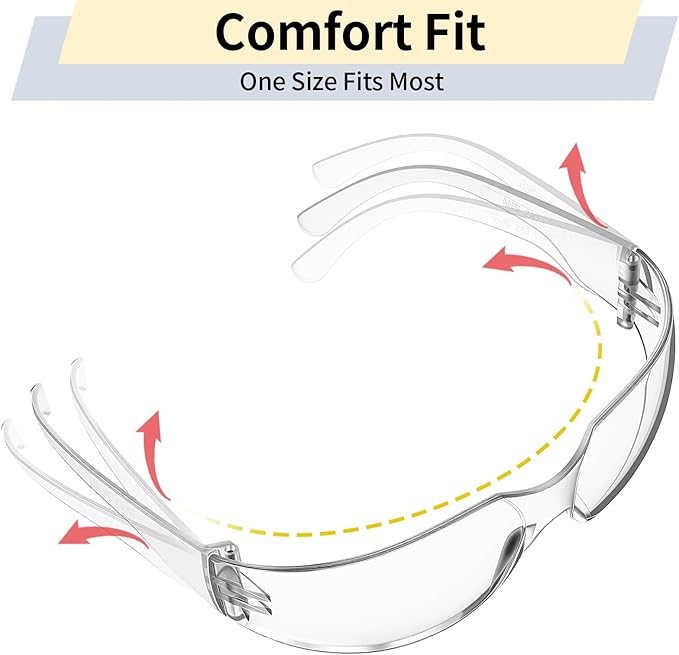 10 Pack Clear Safety Glasses for Men Women, ANSI Z87.1 Certified Scratch & Impact Resistant Wrap Around Lens