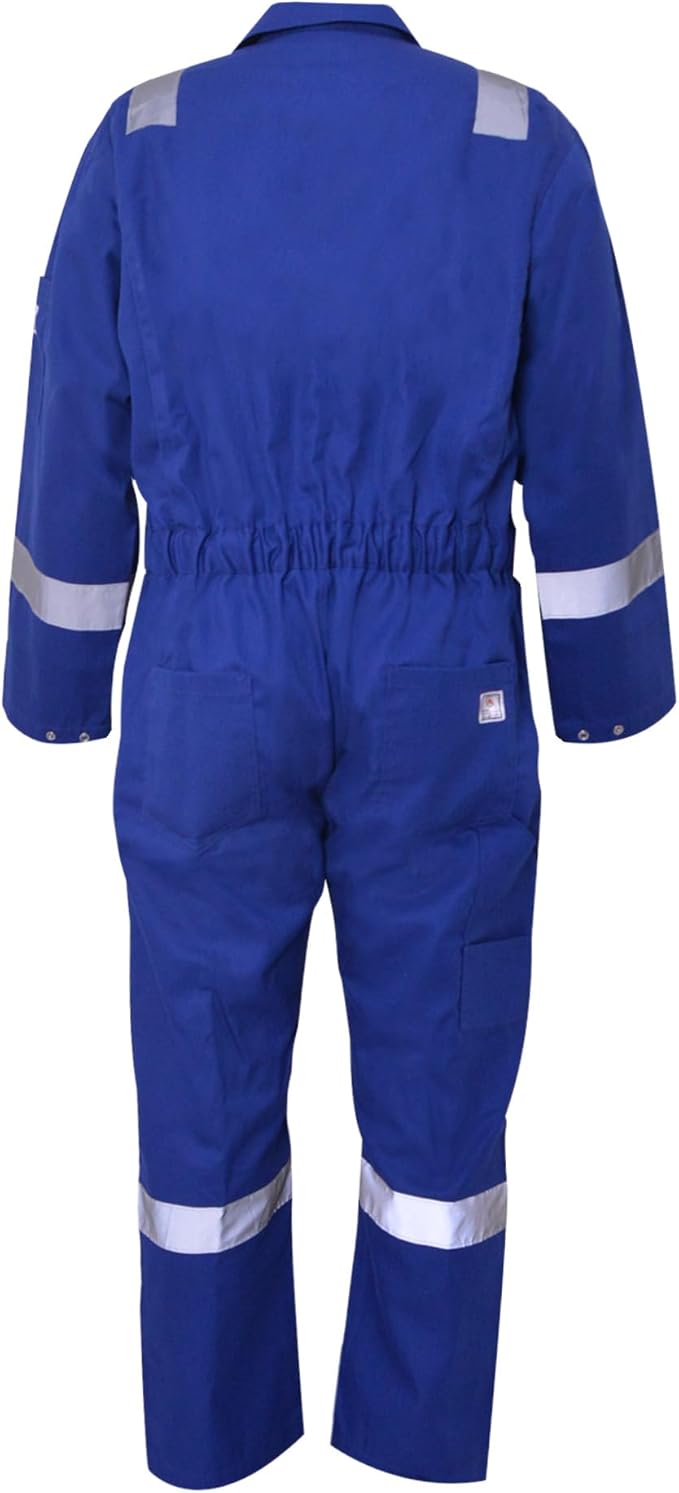 Flame Resistant FR Hi Vis Coveralls for Men NFPA 2112 Complied 7oz Overall for Men Reflective Tape 6 Pockets Coverall