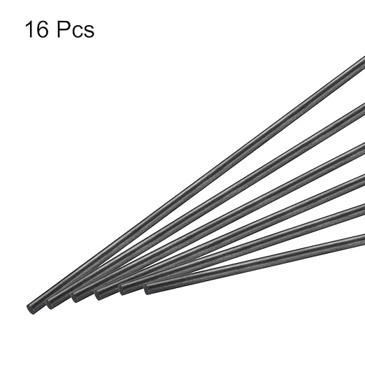 MECCANIXITY Carbon Fiber Rod, 3mm x 150mm Carbon Rod Bar for RC Airplane DIY Craft Kite Wing Tube Quadcopter Arm Repair Pack of 16