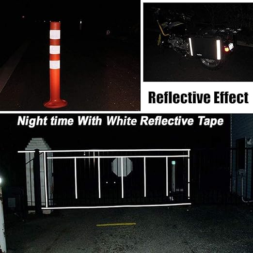 Reflective Tape, Waterproof Self Adhesive Dot Reflective Tape Outdoor Safety Caution Reflector for Trailers, Bikes, Cars（White, 6 Inch x 32.8 Feet）
