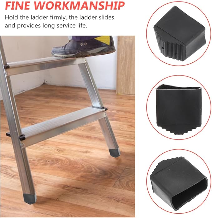 Operitacx Folding Ladder Feet Covers Non-Slip Rubber Ladder Foot Pads 1.69X1.65X0.90In Easy to Install Leg Protective Pads for Home and Industrial Use