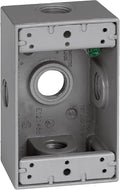 SIGMA ENGINEERED SOLUTIONS 14251-5X Metal Electrical Outlet Box, Weatherproof, Easy Mount Plug and Receptacle Protector, Gray, (5) 1/2-Inch Holes, 1 Gang Box with Side Entry