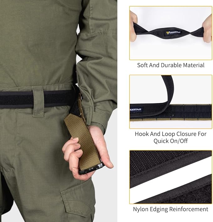 IDOGEAR Loop Liner Inner Belt for Duty Belt 1.5'' Tactical 500D Nylon Belts Unisex Hook and Loop Closure