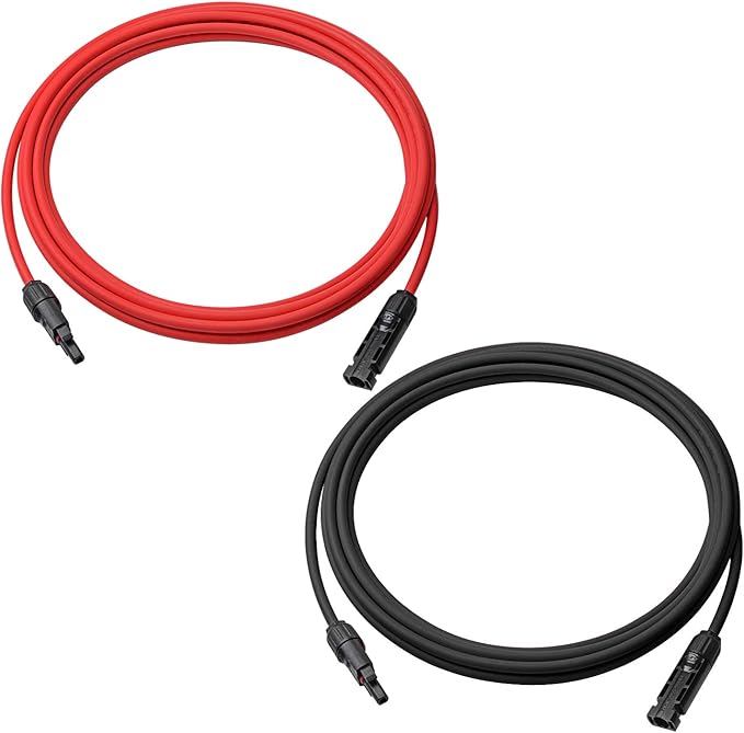 3 Feet 10AWG Solar Extension Cable with Female and Male Connector, Twin Wire Solar Panel Wire Adapter for Home, Shop and RV Solar Panels (3FT Red + 3FT Black)