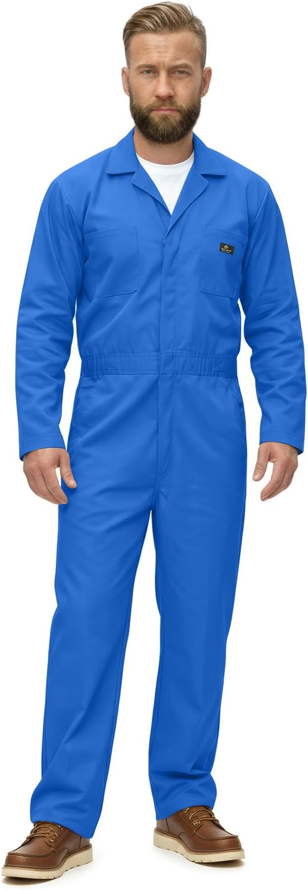Natural Uniforms Mens Long Sleeve Zip Up Twill Coverall, Stain and Wrinkle Resistant