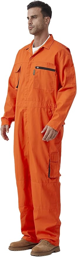 Men's Work Coverall Long Sleeves Overalls Mechanics Coveralls Workwear Jumpsuit with Multi Pockets