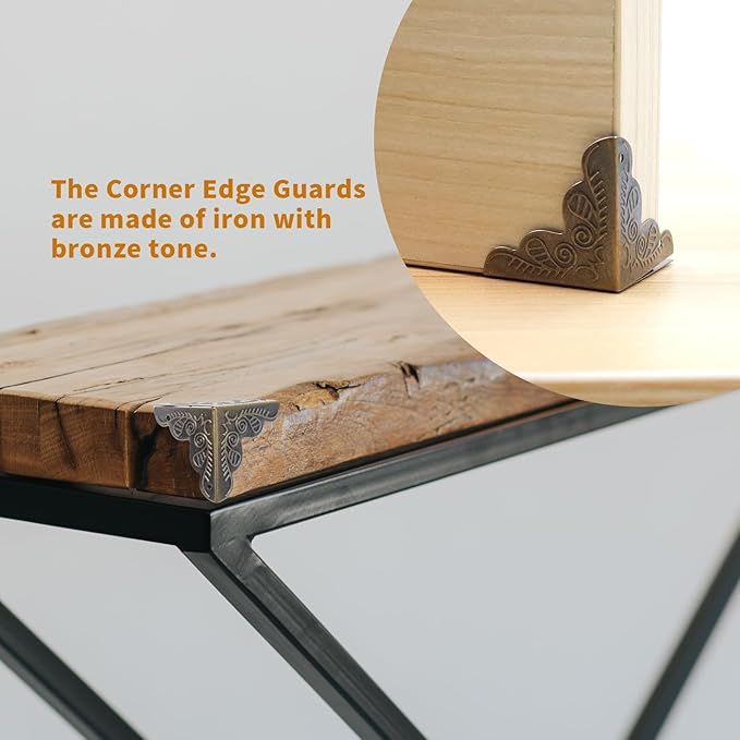 Bitray 48pcs Antique Corner Decorative Corner 25mm Vintage Edge Guard Bronze Tone Box Corner Protector with Screws
