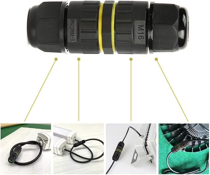 Junction Box Outdoor 2 Way Waterproof IP68 Electrical Cable Connector,M16 Wire Range(3.5-10mm),Suitable for Repair and Extend Power Cables,UL(5 Pack)