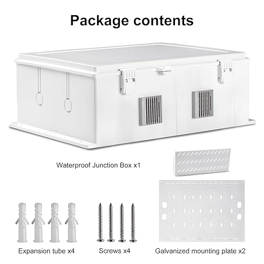 Outdoor Electrical Junction Box, ABS Water Resistant Enclosure with Internal Mounting Panel & Hinged Cover, 16.1" H* 12.2" L* 5.9" W