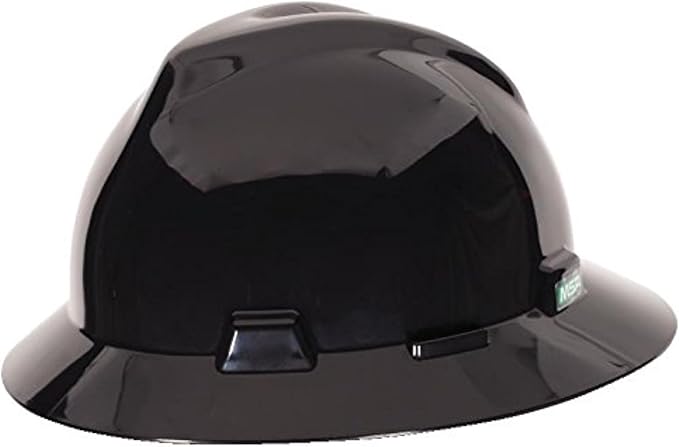 MSA V-Gard Full-Brim Hard Hat with Suspension - Polyethylene Shell, Superior Impact Protection and Self Adjusting Crown Straps - Standard Size Hard Hat