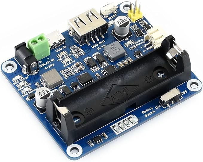 Waveshare Solar Power Management Module, Solar Charge Controller USB, for 6V~24V Solar Panel Multi Protection Circuits Suited for Low-Power IoT and Other Environmental Protection Projects