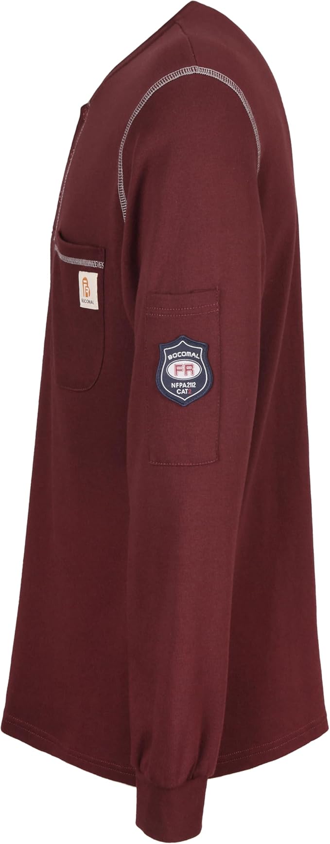 BOCOMAL FR Shirts Flame Resistant Henley Shirt NFPA2112/CAT2 7oz Men's Long Sleeve Fire Retardant Clothing
