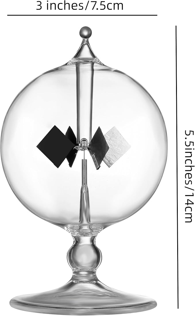 Crookes Radiometer Solar Power Spinning Vanes Glass Windmill for Party Home Decoration Gift