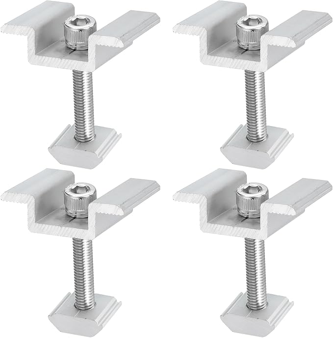 uxcell Set of 4 Solar Panel Mount Mid Clamps, 40mm Aluminum Solar Mid Clamp Solar Panel System Install Accessories for PV System Mounting Bracket
