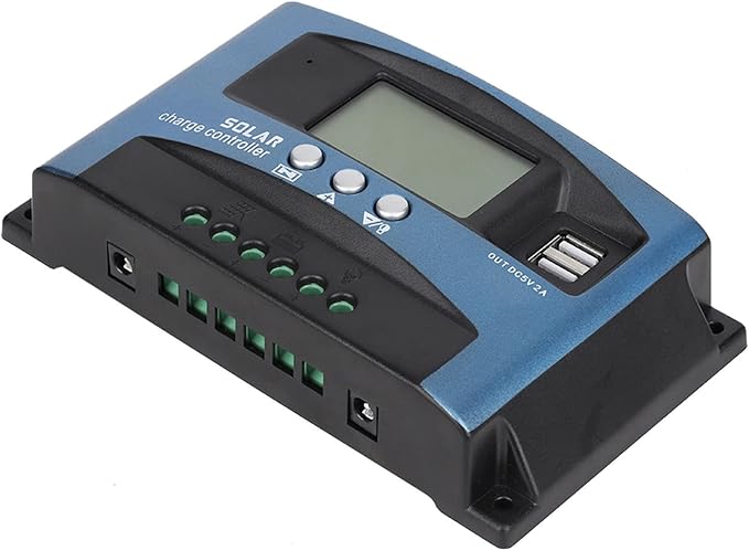 FOSA MPPT Solar Controller, Dual USB, 12V, 40A, LCD Display, Solar Panel Regulator, Blue
