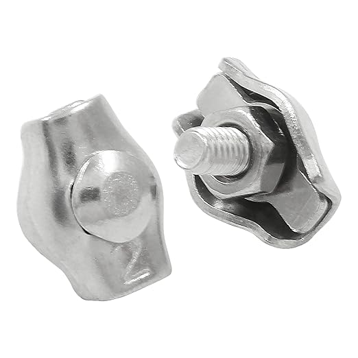 16 Pcs M2 Simplex Single Bolt Wire Rope Clips, Stainless Steel Wire Rope Clip Cable Clamps Caliper for 1/16 Inch Diameter Wire Rope