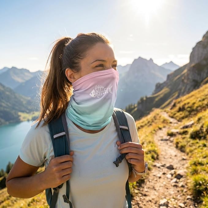 UPF 50 Sun Protection Neck Gaiter - 13-in-1 Multifunctional Face Cover for Hiking, Fishing, Cycling