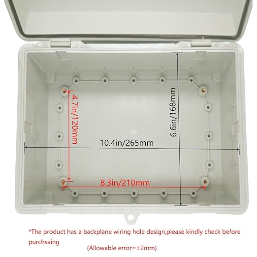 Zulkit Junction Box ABS Plastic Dustproof Waterproof IP65 Electrical Boxes Hinged Shell Outdoor Universal Project Enclosure with 2 Cable Glands 11.42 x 7.48 x 5.51 Inch (290x190x140mm)