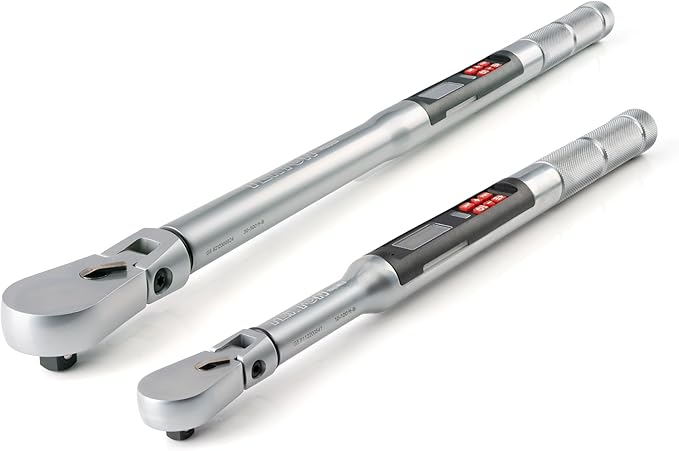 TEKTON 3/8, 1/2 Inch Drive 90-Tooth Flex Head Dual-Direction Electronic Torque Wrench Set, 2-Piece (10-100 ft-lb, 30-300 ft-lb) | TRQ98901