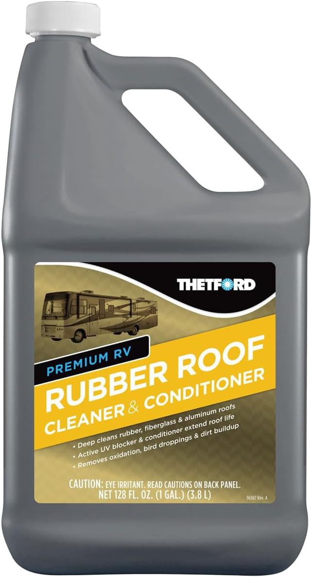 Premium RV Rubber Roof Cleaner & Conditioner - Non-Toxic - Non-Abrasive - Biodegardable - 1 Gallon - Thetford 32513