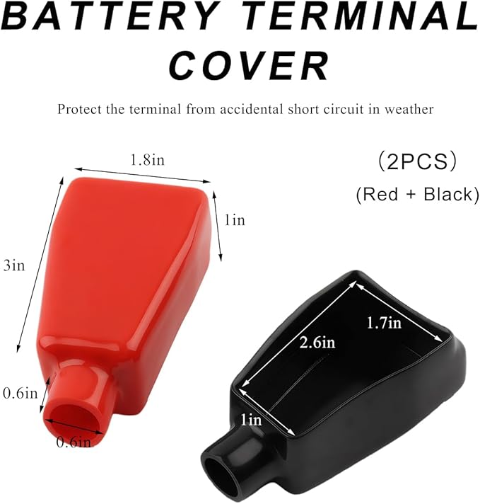 2PCS Car Battery Terminal Covers, Flexible Battery Terminal Insulating Protectors, Positive & Negative Cable Battery Terminal Covers, Battery Stud Caps for Car Truck Boat