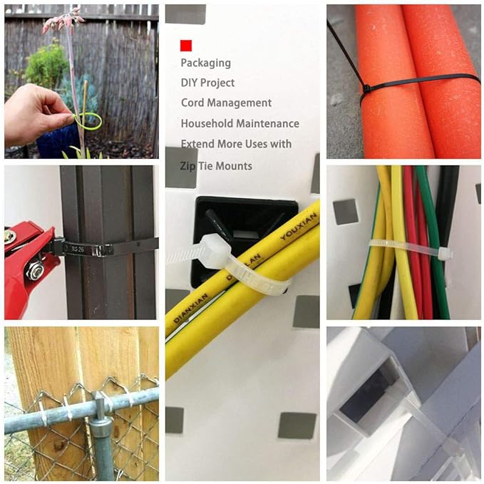 HS Colored Zip Ties Neon Small Nylon Wire Ties Assorted 6 Colors (Green,Yellow, Black, White, Blue, Red) 4 Inch for Crafts,Bulk 600 Pack