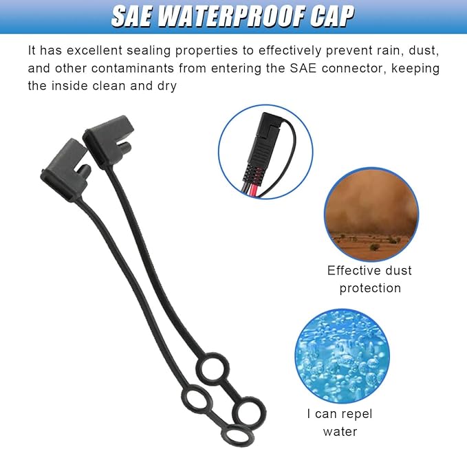 2 Pin Plug Replacement Weather Cap, Waterproof SAE Cable Protection Cover Cap, Universal Dust-Proof DC Power Solar Automotive Connector Top Lid (8PCS)