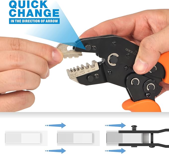 iCrimp Quick Change Ratcheting Crimper Tool Kit, Automotive Service Kit, for Crimping IWS4 Connector, Insulated & Non-insulated Terminal, Open Barrel Terminals, Dupont Connector, End Sleeve Ferrules