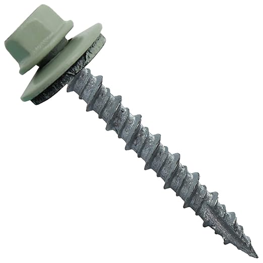 Metal Roofing Screws: (250) 10 x 1-1/2" Patina Green Hex Head Sheet Metal Roof Screw. Self Starting Metal to Wood siding Screws. EPDM Washer. Colored Head