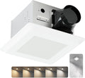 Bathroom Fan with Light and Humidity Sensor: 26W Ceiling Mount Ventilation Fan and LED Light Combo for Bathroom and Home, 100CFM, 5CCT Seletable, Dimmable & Wet Rated, ETL Certified