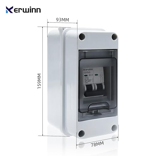 Miniature Circuit Breaker Box Cover,40A 400V Solar Panel Switch Outdoor DC Solar Disconnect Switch with DIN Rail Wiring Terminal and Waterproof Connector