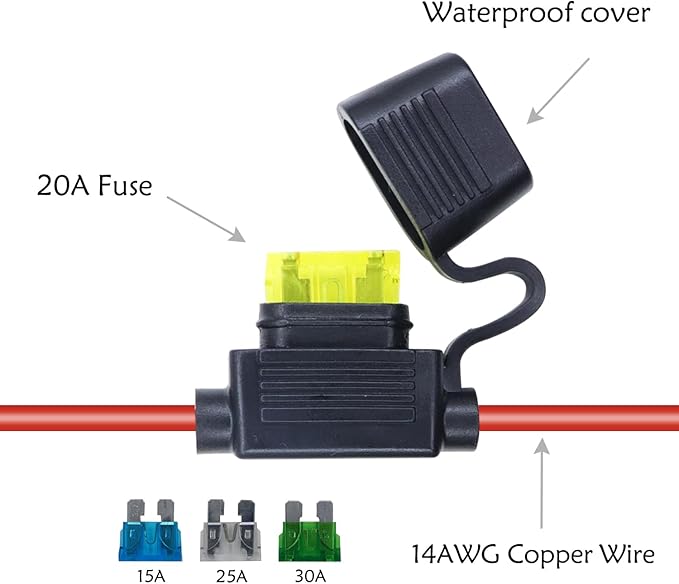 RIIEYOCA 14AWG Battery Alligator Crocodile Clip to Solar Connector Extension Cable,Solar Adapter to Alligator Clips Charging Cable with Switch and Fuse(1.5M)